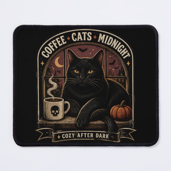 Item preview, Coffee • Cats • Midnight Black Cat Halloween Retro Screen Print designed and sold by LiviuGligoros.