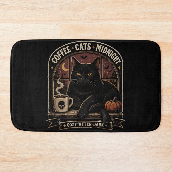 Item preview, Coffee • Cats • Midnight Black Cat Halloween Retro Screen Print designed and sold by LiviuGligoros.