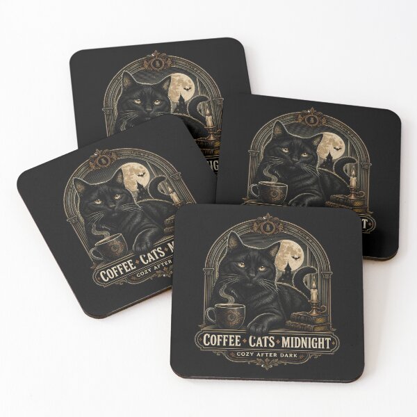 Item preview, Coffee • Cats • Midnight Black Cat Halloween Gothic Engraving designed and sold by LiviuGligoros.