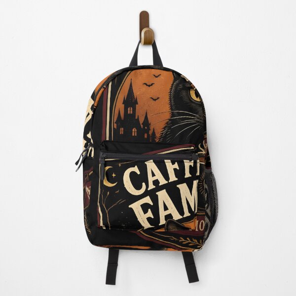 Item preview, Caffeinated Familiar Black Cat Halloween Retro Screen Print designed and sold by LiviuGligoros.