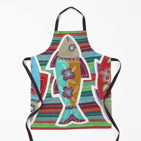 Item preview, Folk Embroidery Fish Trio with Flowers designed and sold by Fani*.