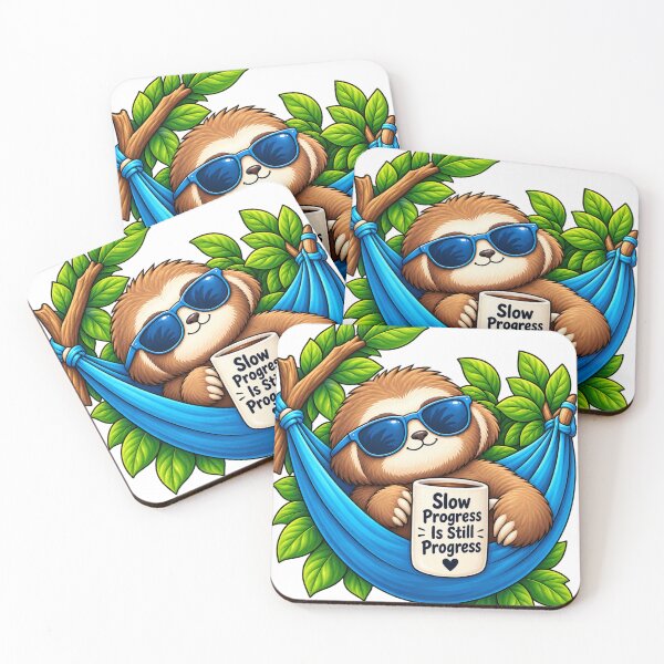 Item preview, Slow Progress Is Still Progress Sloth – Relaxed Sloth in Hammock Motivational Sticker designed and sold by Pixel & Ponder.
