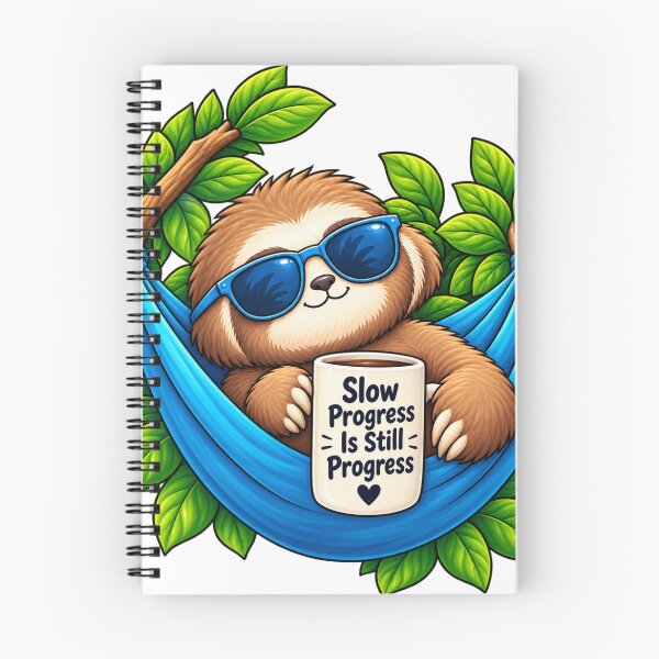 Item preview, Slow Progress Is Still Progress Sloth – Relaxed Sloth in Hammock Motivational Sticker designed and sold by Pixel & Ponder.