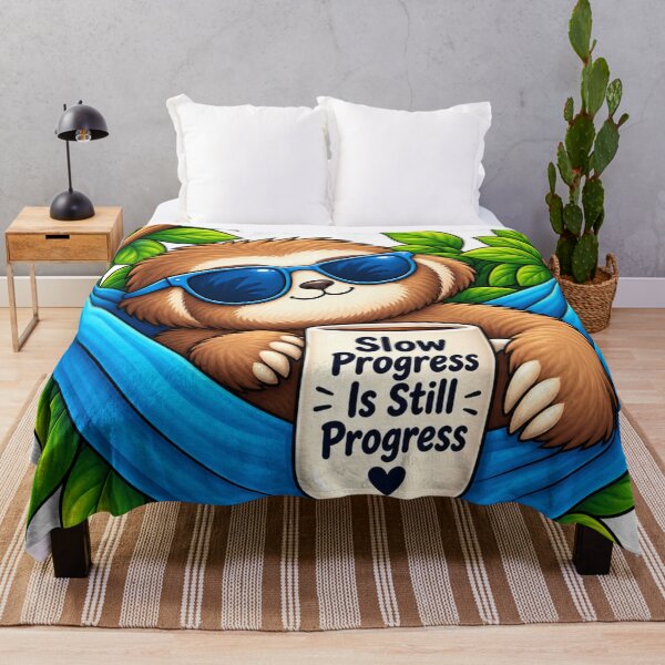 Item preview, Slow Progress Is Still Progress Sloth – Relaxed Sloth in Hammock Motivational Sticker designed and sold by Pixel & Ponder.