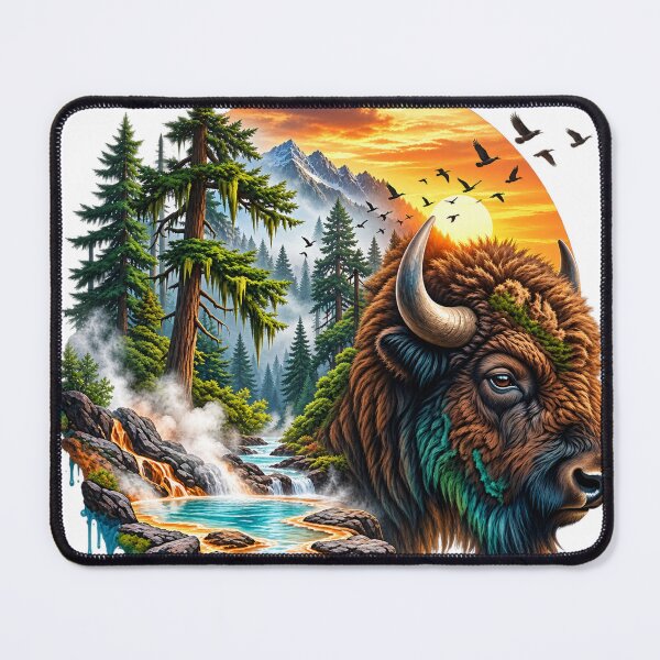 Item preview, Majestic American Bison | Wildlife Nature Landscape | Buffalo Sunset Forest Art designed and sold by GarnerSupplyCo.