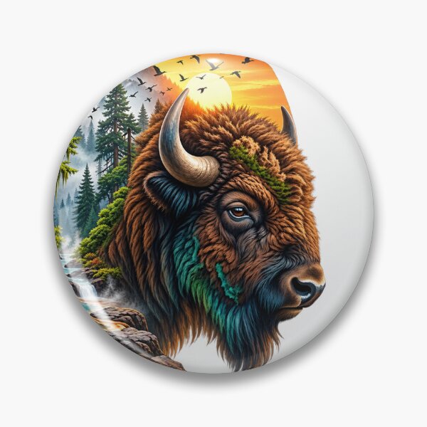 Item preview, Majestic American Bison | Wildlife Nature Landscape | Buffalo Sunset Forest Art designed and sold by GarnerSupplyCo.