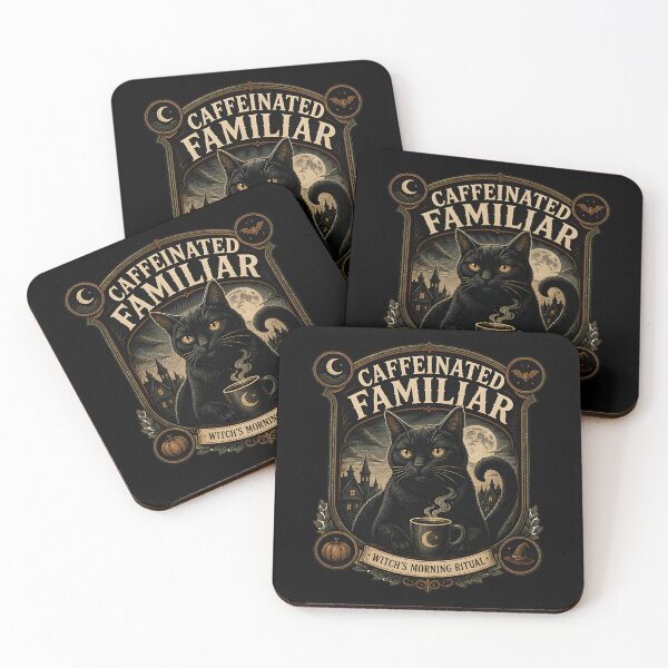 Item preview, Caffeinated Familiar Black Cat Halloween Gothic Engraving designed and sold by LiviuGligoros.