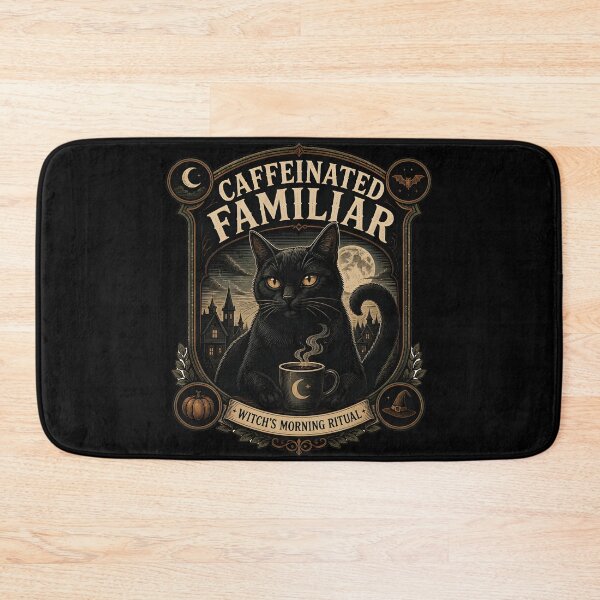 Item preview, Caffeinated Familiar Black Cat Halloween Gothic Engraving designed and sold by LiviuGligoros.
