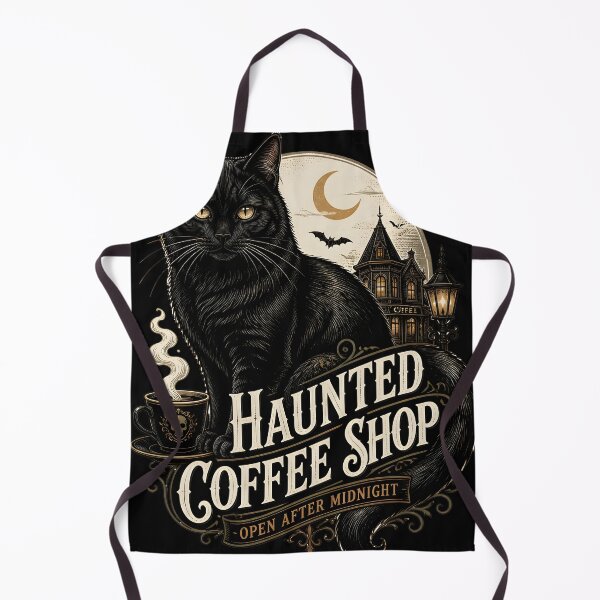 Item preview, Haunted Coffee Shop Black Cat Halloween Gothic Engraving designed and sold by LiviuGligoros.