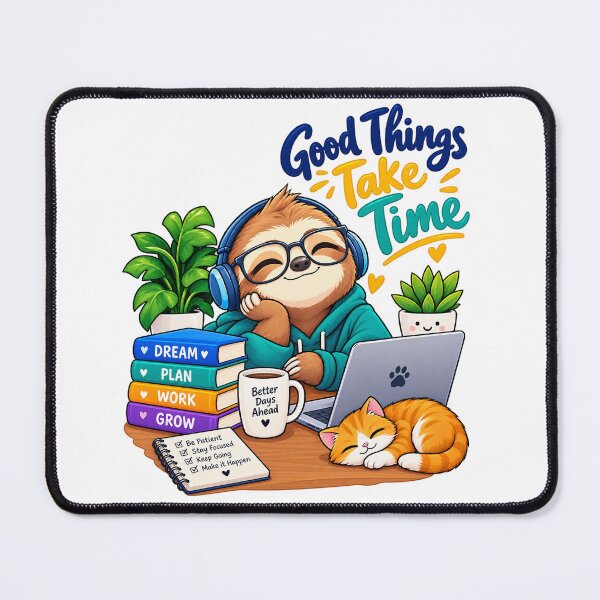 Item preview, Good Things Take Time – Cute Sloth Productivity Motivational Design designed and sold by Pixel & Ponder.