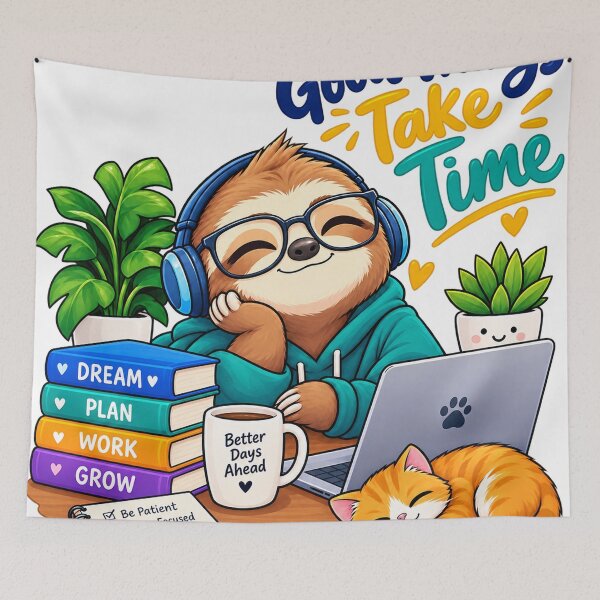 Item preview, Good Things Take Time – Cute Sloth Productivity Motivational Design designed and sold by Pixel & Ponder.