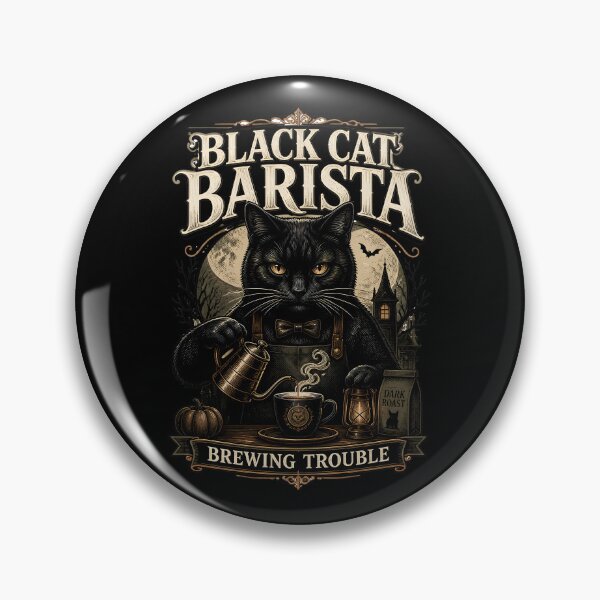 Item preview, Black Cat Barista Black Cat Halloween Gothic Engraving designed and sold by LiviuGligoros.