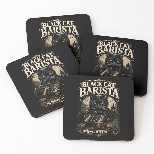 Item preview, Black Cat Barista Black Cat Halloween Gothic Engraving designed and sold by LiviuGligoros.