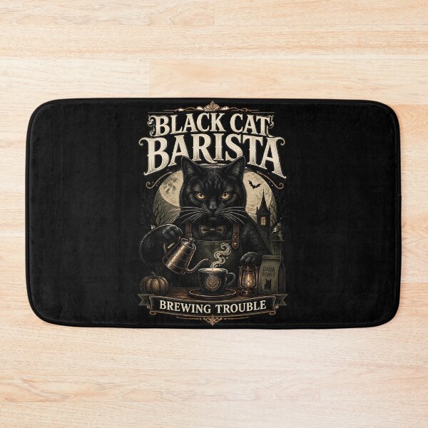 Item preview, Black Cat Barista Black Cat Halloween Gothic Engraving designed and sold by LiviuGligoros.