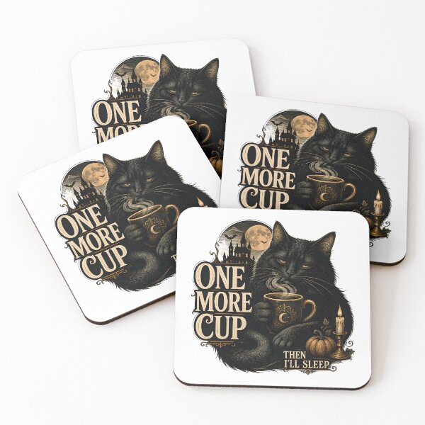 Item preview, One More Cup Black Cat Halloween Gothic Engraving designed and sold by LiviuGligoros.