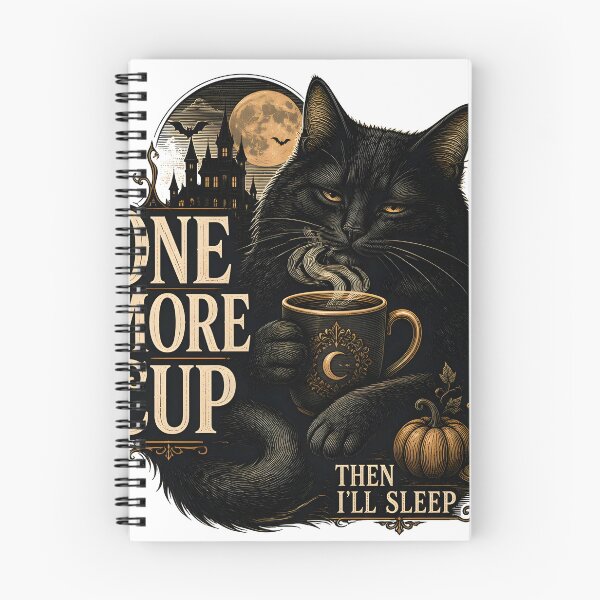 Item preview, One More Cup Black Cat Halloween Gothic Engraving designed and sold by LiviuGligoros.