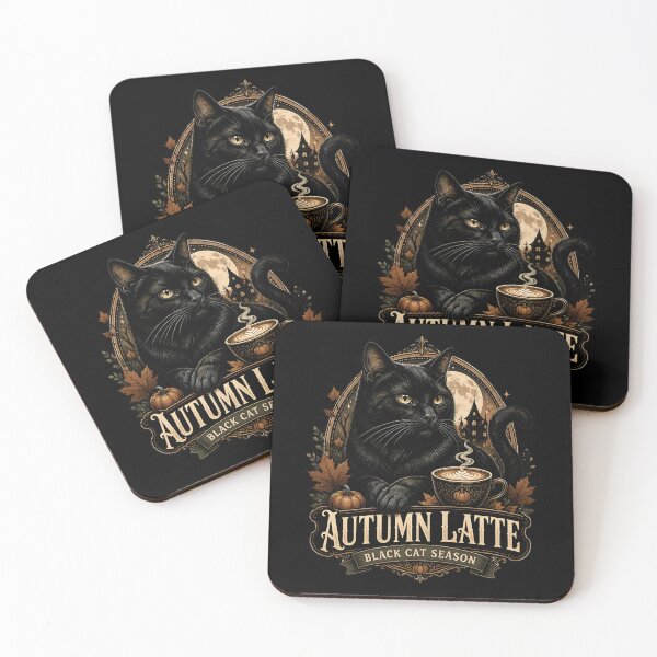 Item preview, Autumn Latte Black Cat Halloween Gothic Engraving designed and sold by LiviuGligoros.