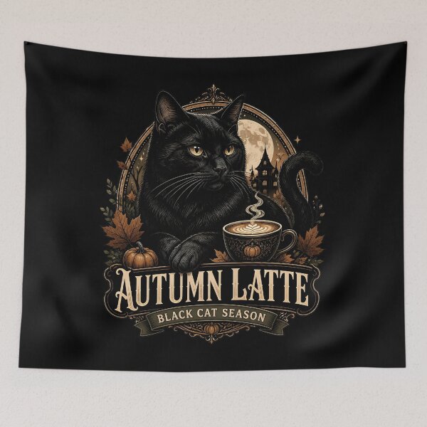 Item preview, Autumn Latte Black Cat Halloween Gothic Engraving designed and sold by LiviuGligoros.