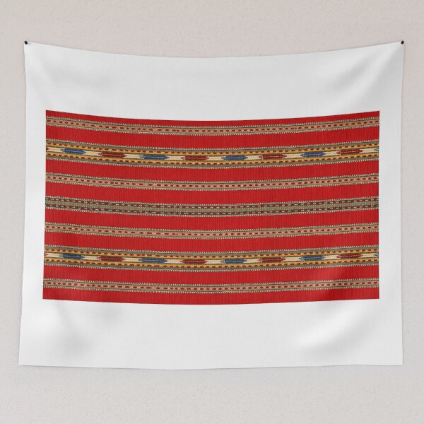 Item preview, Romanian Folk Textile Pattern in Red, Cream and Blue designed and sold by DansCreations42.