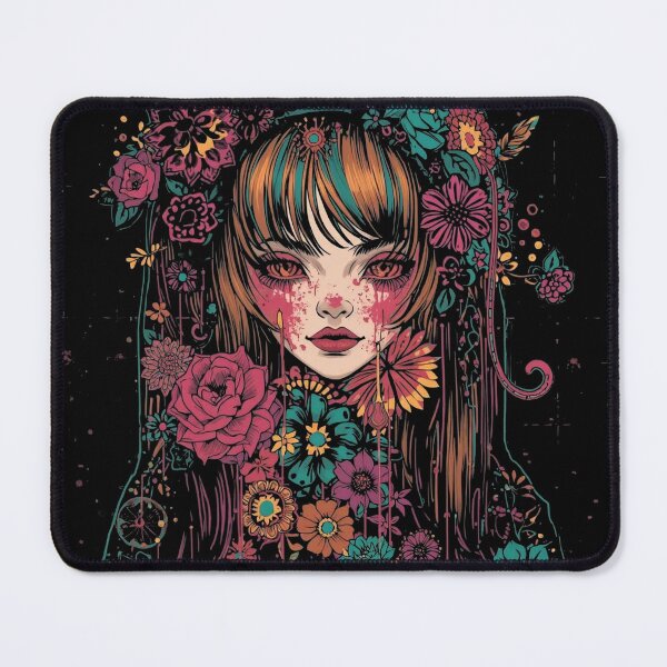 Item preview, Floral Punk Girl: Dark Grunge Botanical Portrait designed and sold by  Mythical Entanglement.