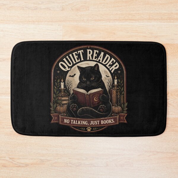 Item preview, Quiet Reader Black Cat Halloween Retro Screen Print designed and sold by BernoNickel.
