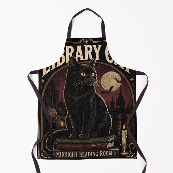 Item preview, Library Cat Black Cat Halloween Retro Screen Print designed and sold by BernoNickel.
