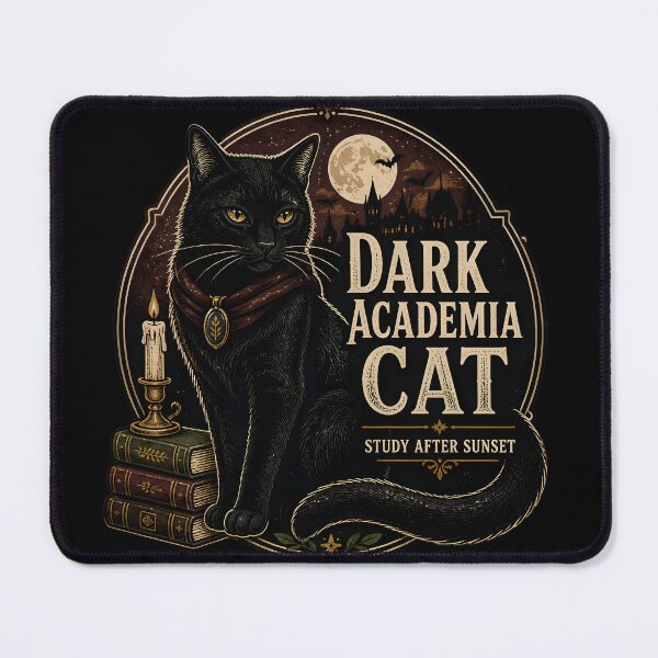 Item preview, Dark Academia Cat Black Cat Halloween Retro Screen Print designed and sold by BernoNickel.