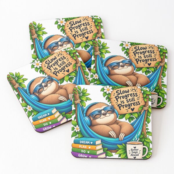 Item preview, Slow Progress Is Still Progress Cute Sloth Motivational Quote designed and sold by Pixel & Ponder.