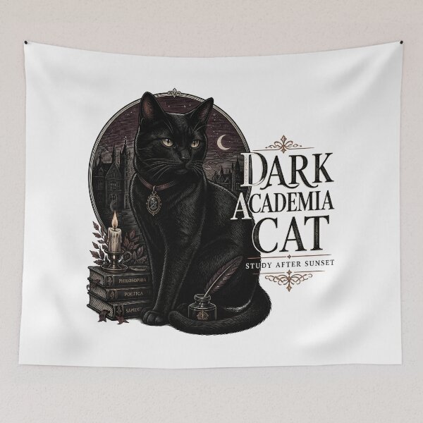 Item preview, Dark Academia Cat Black Cat Halloween Gothic Engraving designed and sold by BernoNickel.