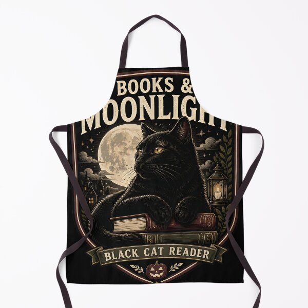 Item preview, Books & Moonlight Black Cat Halloween Retro Screen Print designed and sold by BernoNickel.