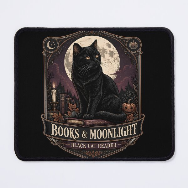 Item preview, Books & Moonlight Black Cat Halloween Gothic Engraving designed and sold by BernoNickel.