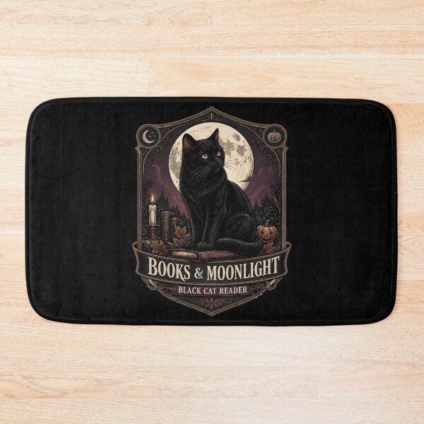 Item preview, Books & Moonlight Black Cat Halloween Gothic Engraving designed and sold by BernoNickel.