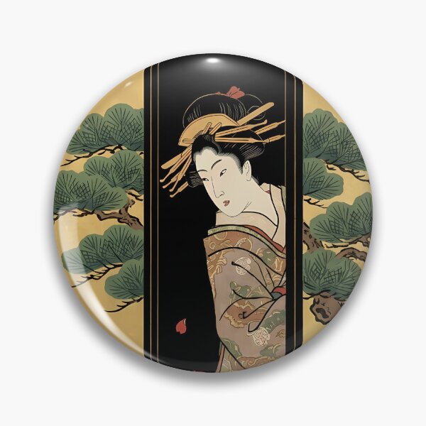 Item preview, Geisha Behind Golden Pine Screen Ukiyo-e designed and sold by TokyoUkiyoHouse.