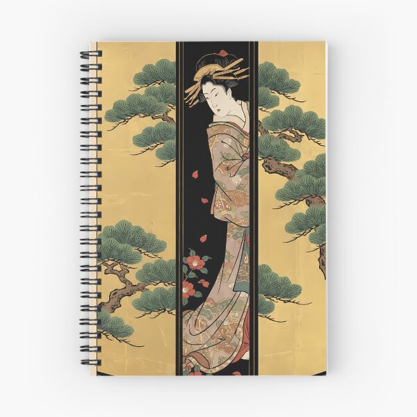 Item preview, Geisha Behind Golden Pine Screen Ukiyo-e designed and sold by TokyoUkiyoHouse.