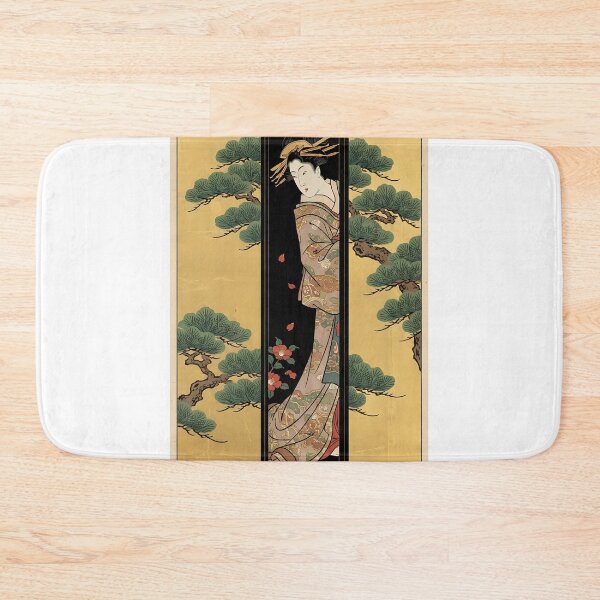 Item preview, Geisha Behind Golden Pine Screen Ukiyo-e designed and sold by TokyoUkiyoHouse.