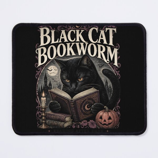 Item preview, Black Cat Bookworm Black Cat Halloween Gothic Engraving designed and sold by BernoNickel.
