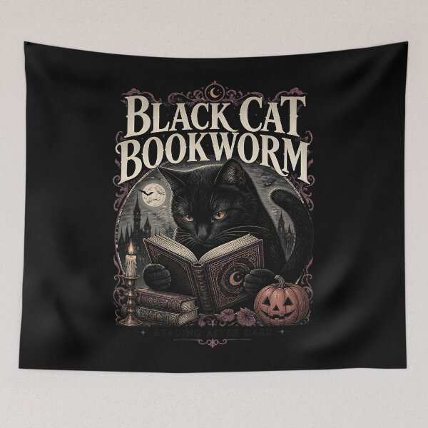 Item preview, Black Cat Bookworm Black Cat Halloween Gothic Engraving designed and sold by BernoNickel.
