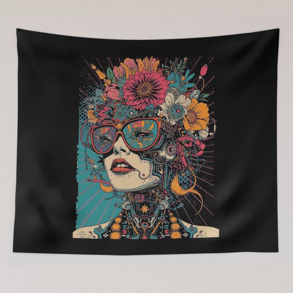 Item preview, Floral Headpiece Woman: Dark Manga Gothic Art designed and sold by  Mythical Entanglement.