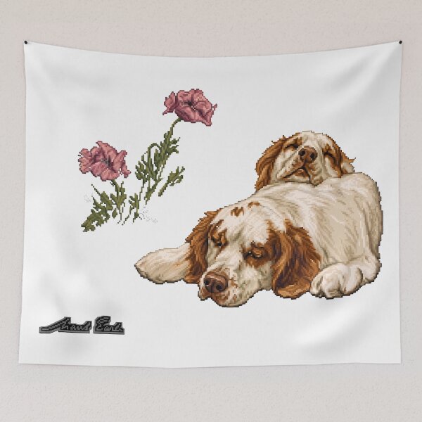 Item preview, Recorte de Maud Earl, Spaniels durmiendo en pixel art designed and sold by aigcx.
