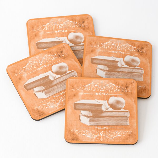Item preview, Faded Orange Antique Books Stacked With Apple and Chalk designed and sold by Ghoul Enterprises.