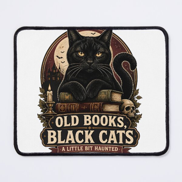 Item preview, Old Books, Black Cats Black Cat Halloween Retro Screen Print designed and sold by BernoNickel.