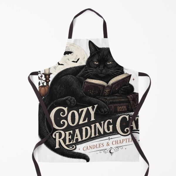 Item preview, Cozy Reading Cat Black Cat Halloween Gothic Engraving designed and sold by BernoNickel.