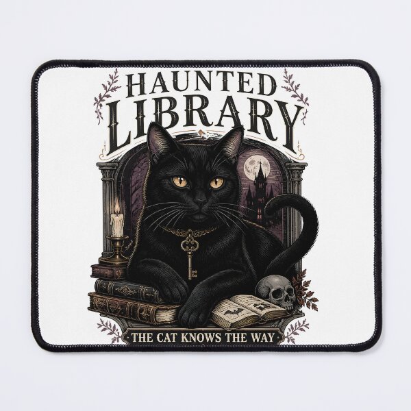 Item preview, Haunted Library Black Cat Halloween Gothic Engraving designed and sold by BernoNickel.