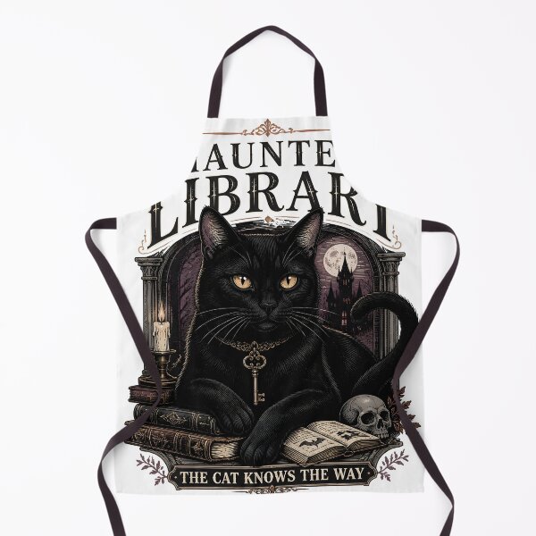 Item preview, Haunted Library Black Cat Halloween Gothic Engraving designed and sold by BernoNickel.