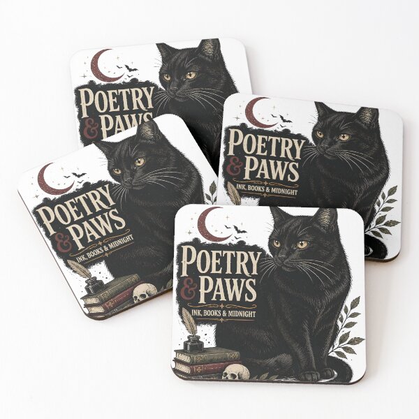 Item preview, Poetry & Paws Black Cat Halloween Retro Screen Print designed and sold by BernoNickel.