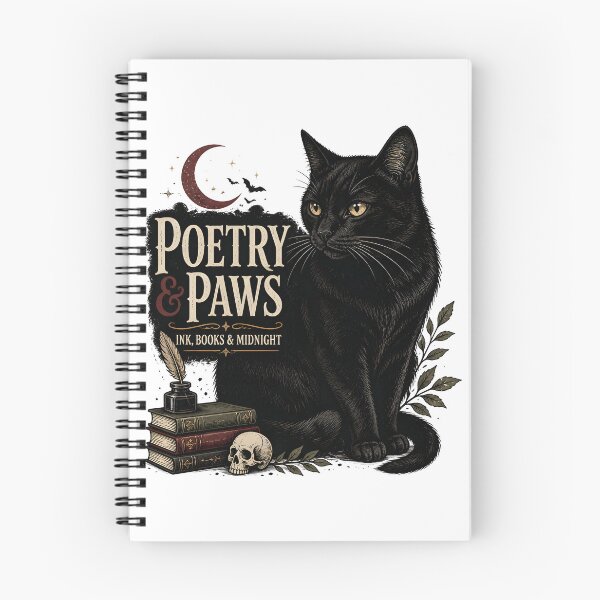 Item preview, Poetry & Paws Black Cat Halloween Retro Screen Print designed and sold by BernoNickel.