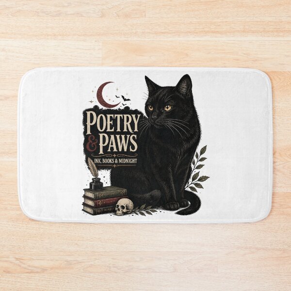 Item preview, Poetry & Paws Black Cat Halloween Retro Screen Print designed and sold by BernoNickel.