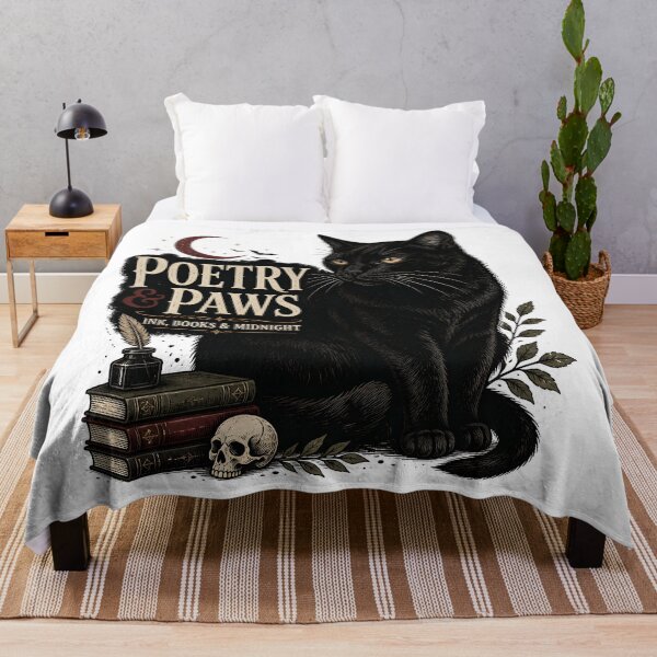 Item preview, Poetry & Paws Black Cat Halloween Retro Screen Print designed and sold by BernoNickel.