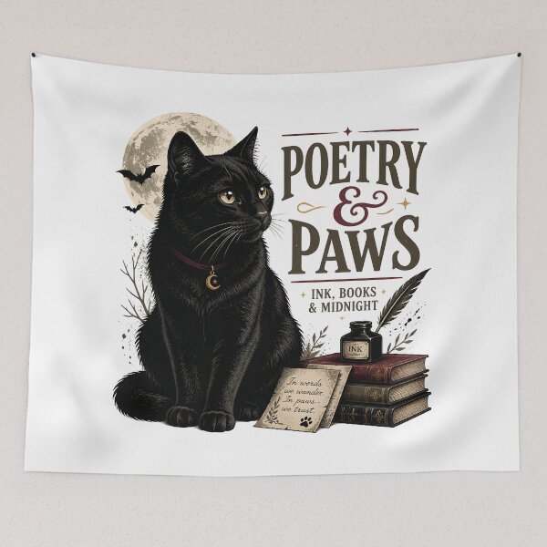 Item preview, Poetry & Paws Black Cat Halloween Gothic Engraving designed and sold by BernoNickel.