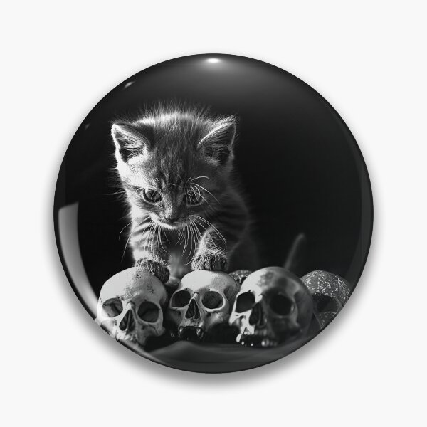 Item preview, Gothic Kitten With Skulls Macabre Dark Horror Art designed and sold by inkoutninja.